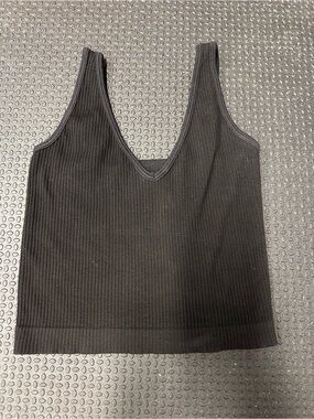 Free people Black Ribbed V-Neck Tank Top - Women